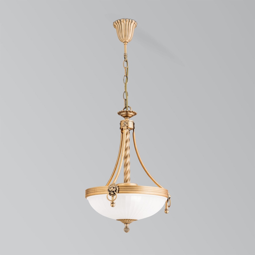 Żyrandol na łańcuchu ROCCA 3xE27/60W/230V śr. 32 cm brąz/biały