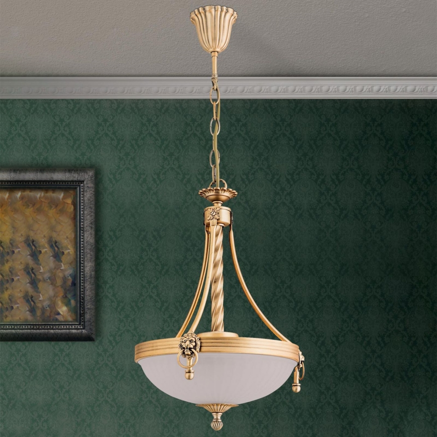 Żyrandol na łańcuchu ROCCA 3xE27/60W/230V śr. 32 cm brąz/biały