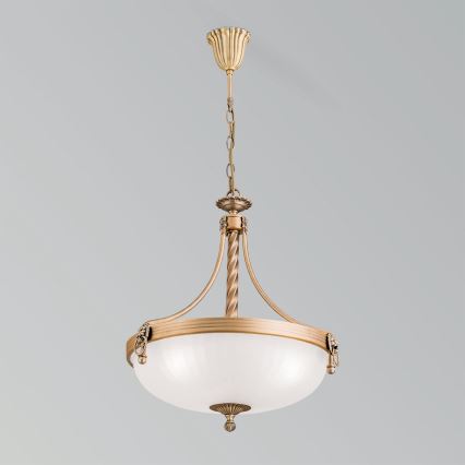 Żyrandol na łańcuchu ROCCA 3xE27/60W/230V śr. 42 cm brąz/biały