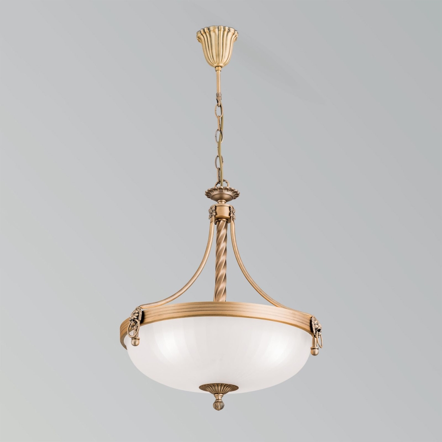 Żyrandol na łańcuchu ROCCA 3xE27/60W/230V śr. 42 cm brąz/biały
