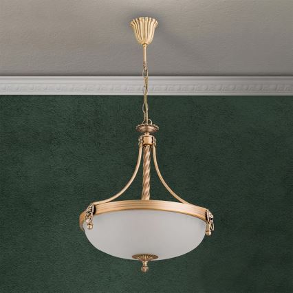 Żyrandol na łańcuchu ROCCA 3xE27/60W/230V śr. 42 cm brąz/biały