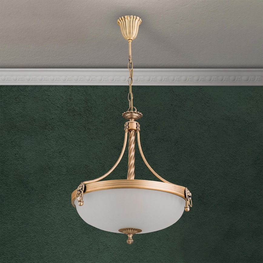 Żyrandol na łańcuchu ROCCA 3xE27/60W/230V śr. 42 cm brąz/biały