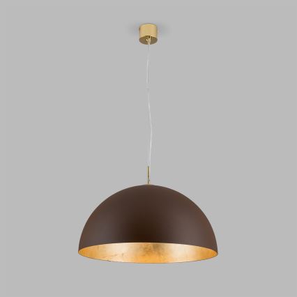 Żyrandol na lince ELIANO 1xE27/60W/230V śr. 50 cm brązowy/złoty