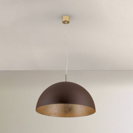 Żyrandol na lince ELIANO 1xE27/60W/230V śr. 50 cm brązowy/złoty