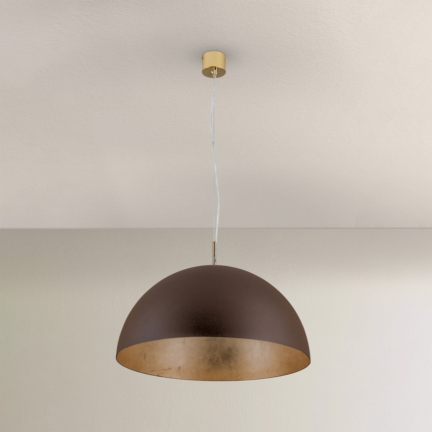 Żyrandol na lince ELIANO 1xE27/60W/230V śr. 50 cm brązowy/złoty