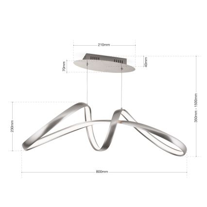 LED Żyrandol ściemnialny na lince CIRCUS LED/36W/230V srebrny
