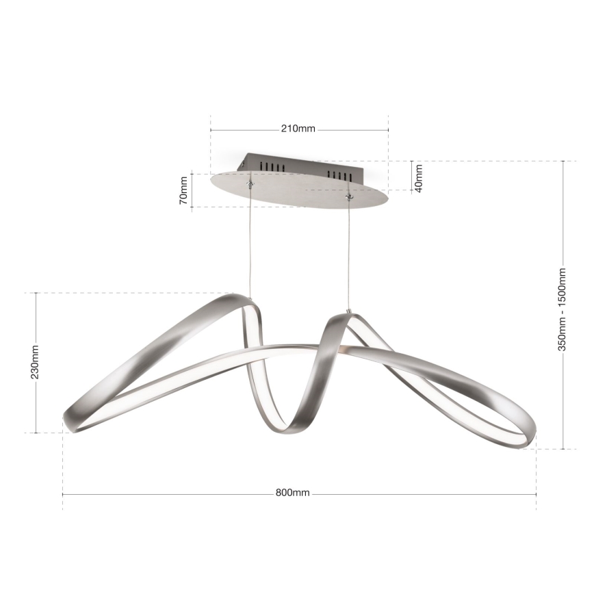 LED Żyrandol ściemnialny na lince CIRCUS LED/36W/230V srebrny