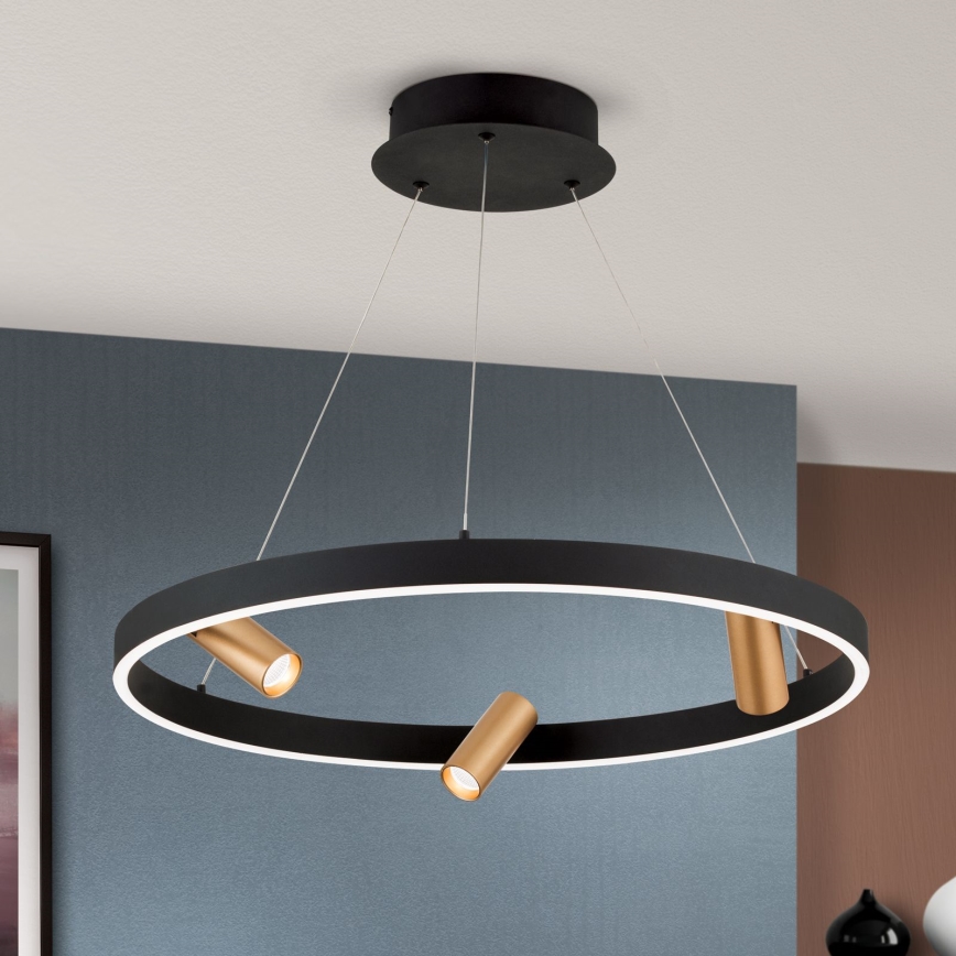 LED Żyrandol ściemnialny na lince BERLIN LED/50W/230V czarny/złoty