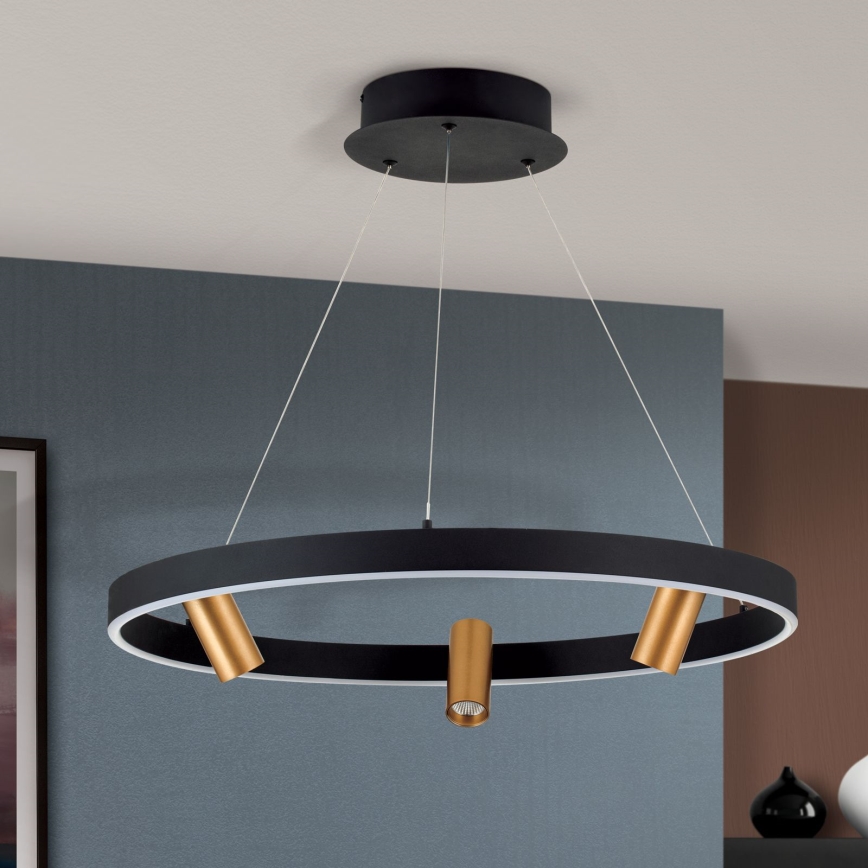 LED Żyrandol ściemnialny na lince BERLIN LED/50W/230V czarny/złoty