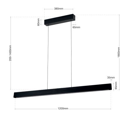 LED Żyrandol ściemnialny na lince TARA LED/44W/230V 2700/3800/4500/5700K czarny