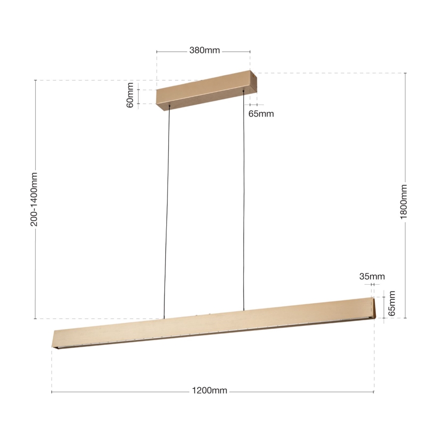LED Żyrandol ściemnialny na lince TARA LED/44W/230V 2700/3800/4500/5700K złoty