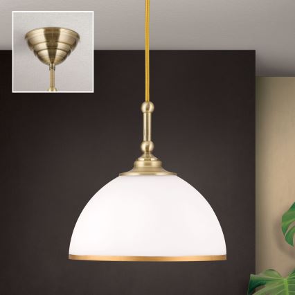 Żyrandol na lince OLD LAMP 1xE27/40W/230V biały/mosiądz