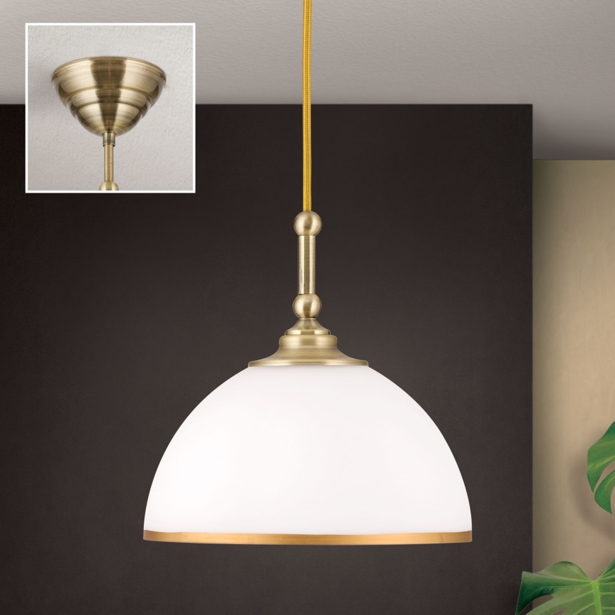 Żyrandol na lince OLD LAMP 1xE27/40W/230V biały/mosiądz