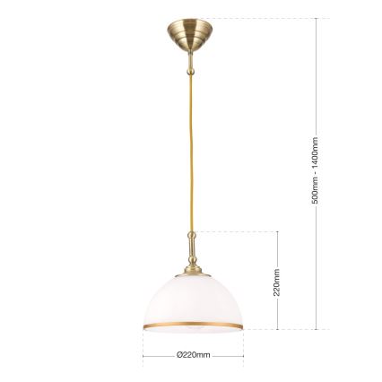 Żyrandol na lince OLD LAMP 1xE27/40W/230V biały/mosiądz