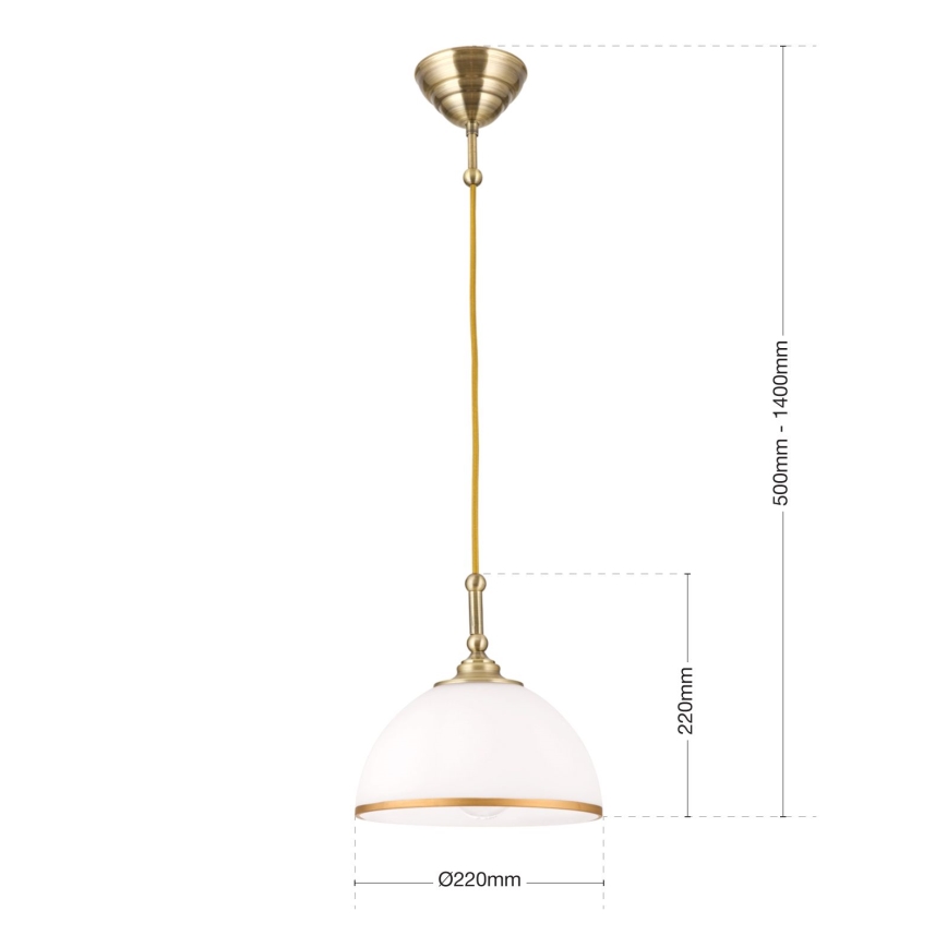 Żyrandol na lince OLD LAMP 1xE27/40W/230V biały/mosiądz