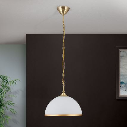 Żyrandol na łańcuchu OLD LAMP 1xE27/40W/230V śr. 30 cm biały/mosiądz