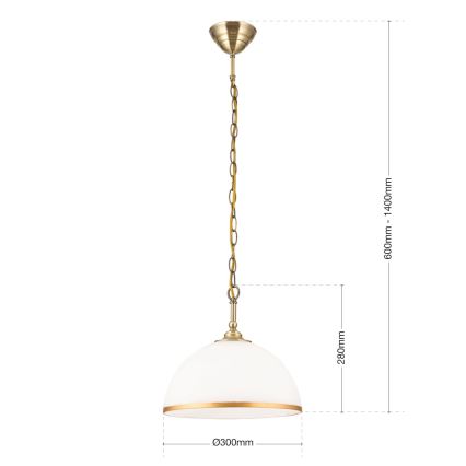 Żyrandol na łańcuchu OLD LAMP 1xE27/40W/230V śr. 30 cm biały/mosiądz