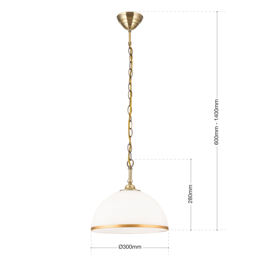 Żyrandol na łańcuchu OLD LAMP 1xE27/40W/230V śr. 30 cm biały/mosiądz