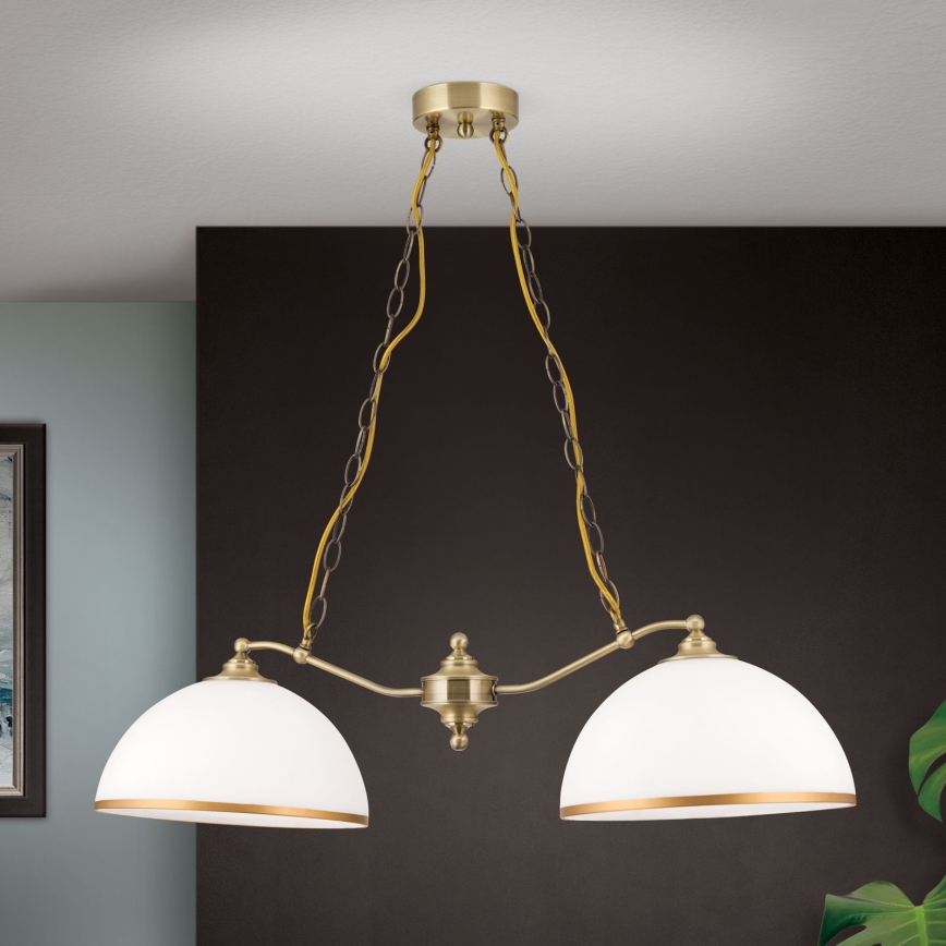 Żyrandol na łańcuchu OLD LAMP 2xE27/40W/230V biały/mosiądz