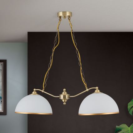Żyrandol na łańcuchu OLD LAMP 2xE27/40W/230V biały/mosiądz