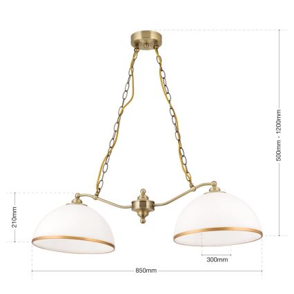 Żyrandol na łańcuchu OLD LAMP 2xE27/40W/230V biały/mosiądz