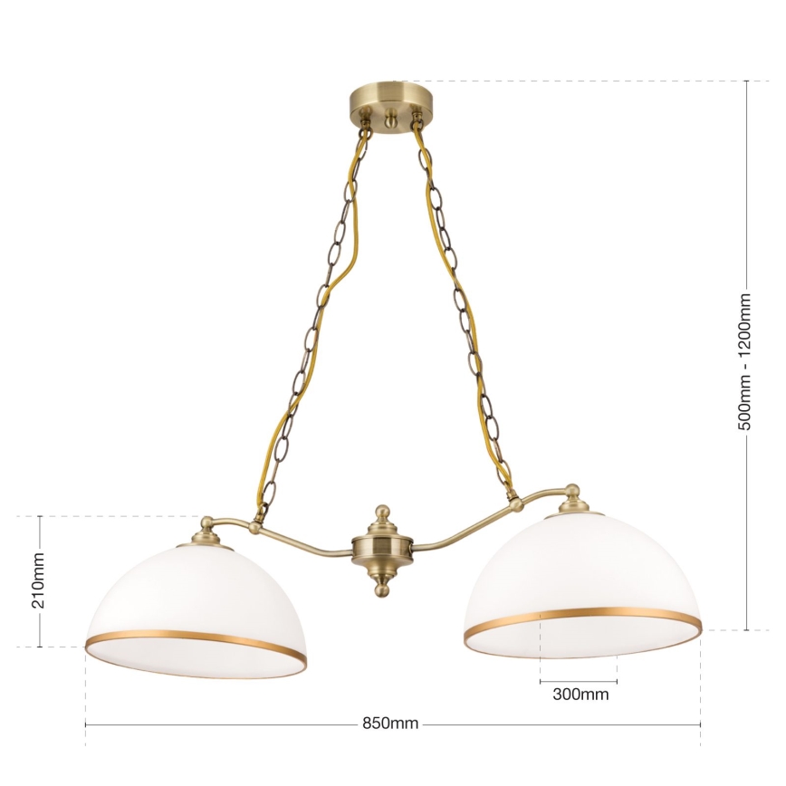 Żyrandol na łańcuchu OLD LAMP 2xE27/40W/230V biały/mosiądz