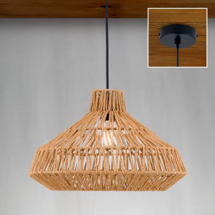 Żyrandol na lince BASKET 1xE27/40W/230V śr. 40 cm konopie