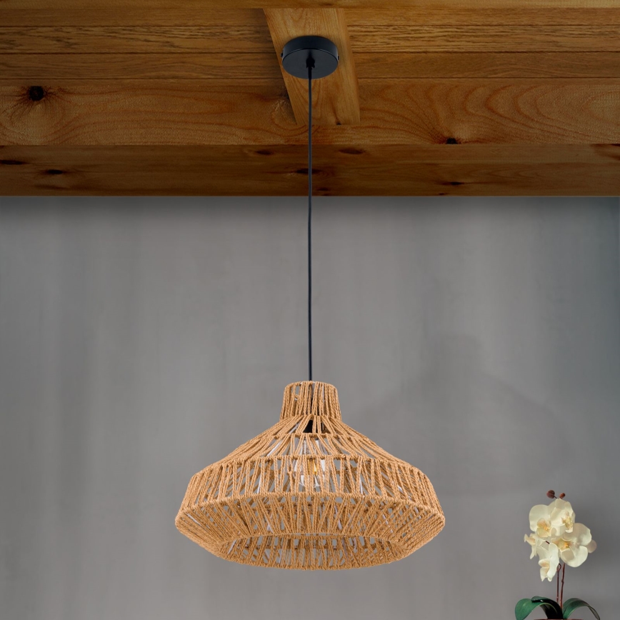 Żyrandol na lince BASKET 1xE27/40W/230V śr. 40 cm konopie