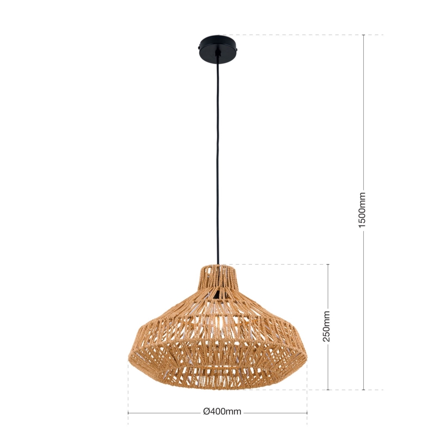 Żyrandol na lince BASKET 1xE27/40W/230V śr. 40 cm konopie