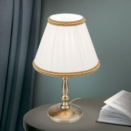 Lampa stołowa TONIA 1xE27/60W/230V śr. 25 cm białe/brąz