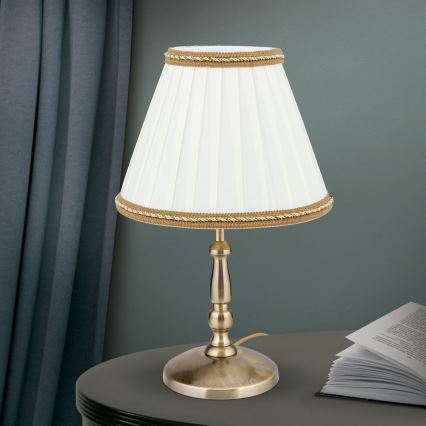 Lampa stołowa TONIA 1xE27/60W/230V śr. 25 cm białe/brąz