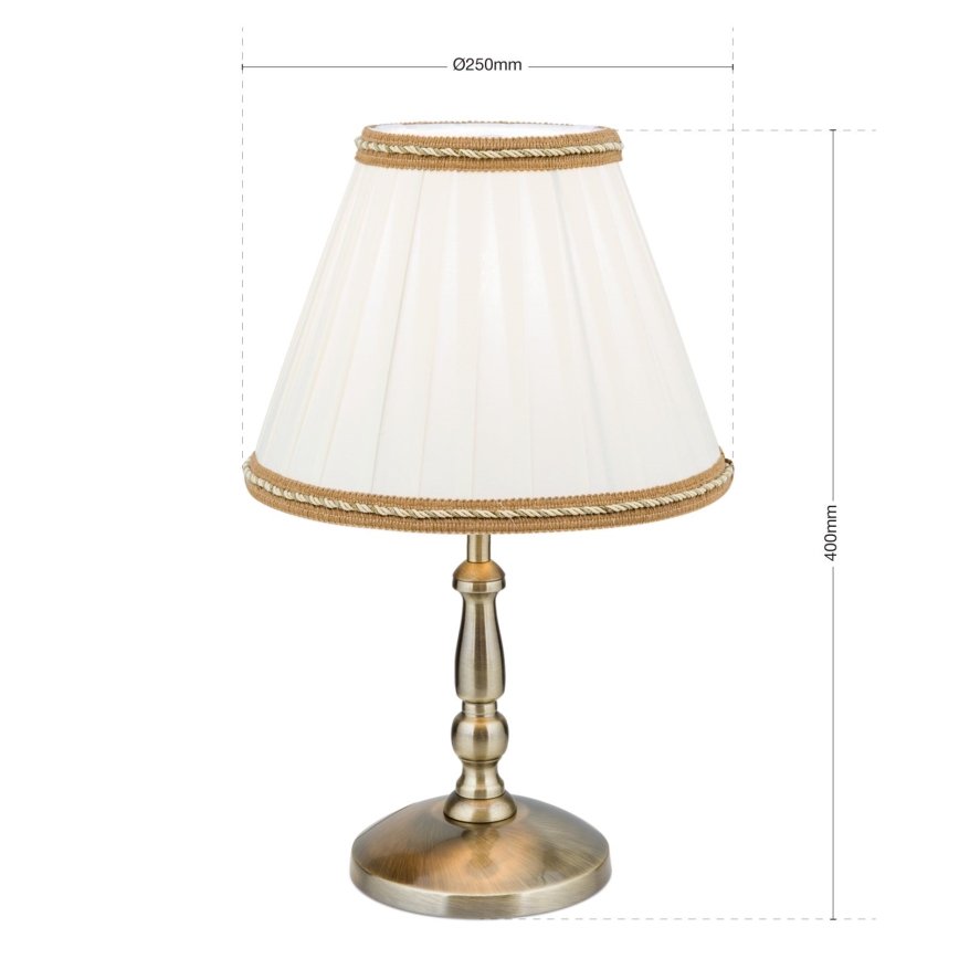 Lampa stołowa TONIA 1xE27/60W/230V śr. 25 cm białe/brąz