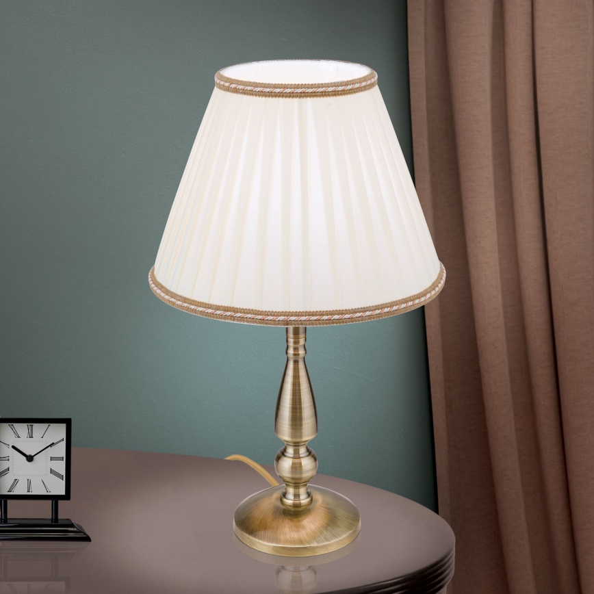 Lampa stołowa TONIA 1xE27/60W/230V śr. 30 cm biała/brąz