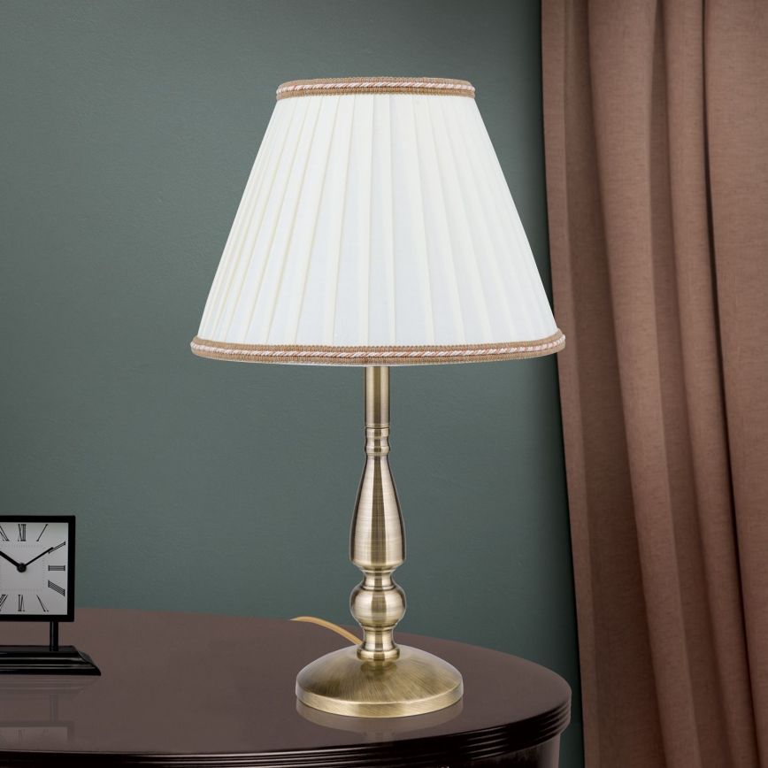 Lampa stołowa TONIA 1xE27/60W/230V śr. 30 cm biała/brąz