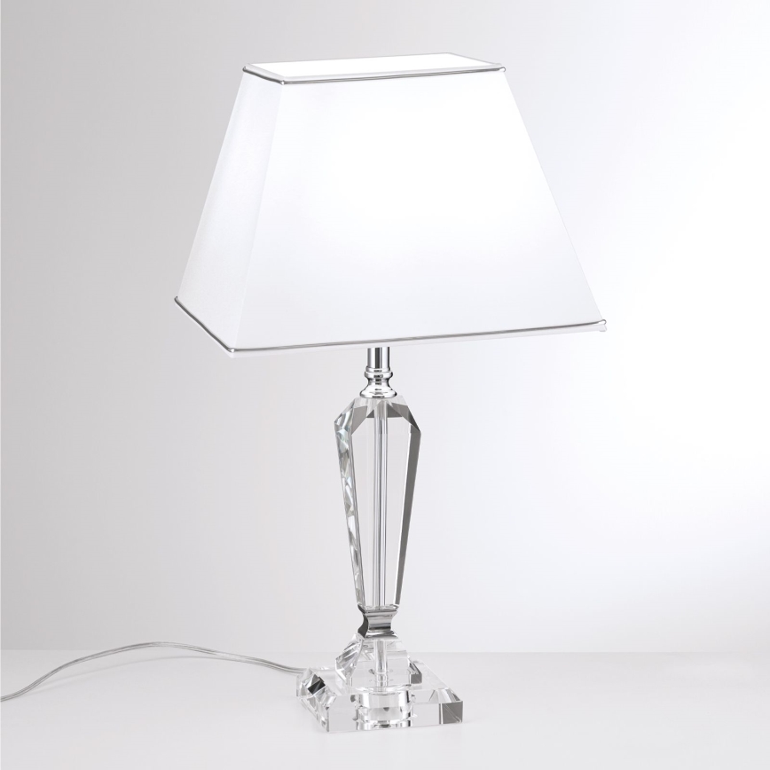Kryształowa lampa stołowa VERONIQUE 1xE27/60W/230V biały/przezroczysty