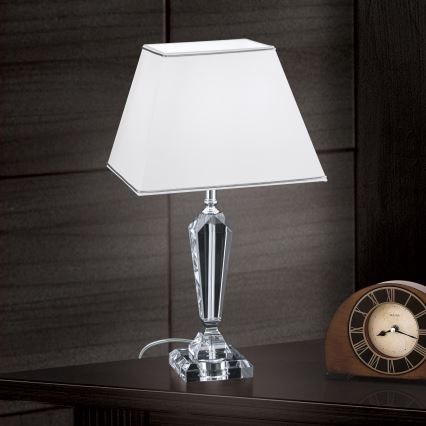 Kryształowa lampa stołowa VERONIQUE 1xE27/60W/230V biały/przezroczysty