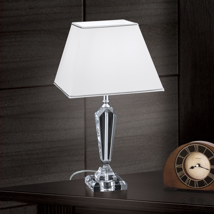 Kryształowa lampa stołowa VERONIQUE 1xE27/60W/230V biały/przezroczysty