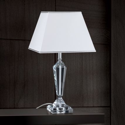 Kryształowa lampa stołowa VERONIQUE 1xE27/60W/230V biały/przezroczysty