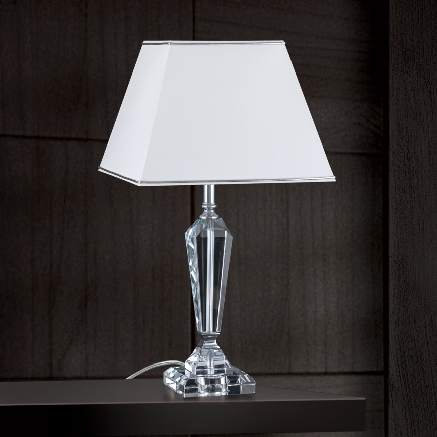 Kryształowa lampa stołowa VERONIQUE 1xE27/60W/230V biały/przezroczysty