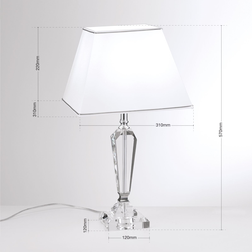 Kryształowa lampa stołowa VERONIQUE 1xE27/60W/230V biały/przezroczysty