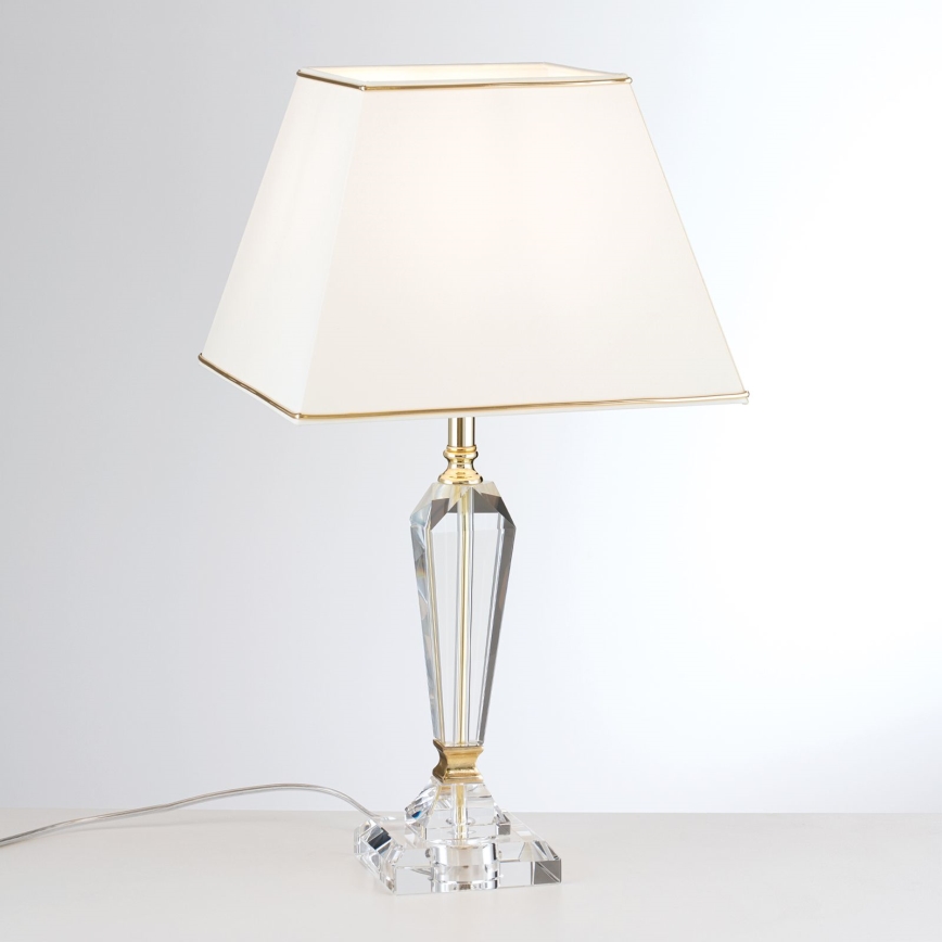 Kryształowa lampa stołowa VERONIQUE 1xE27/60W/230V kremowy/przezroczysty