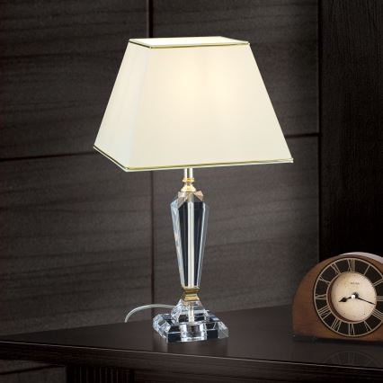Kryształowa lampa stołowa VERONIQUE 1xE27/60W/230V kremowy/przezroczysty