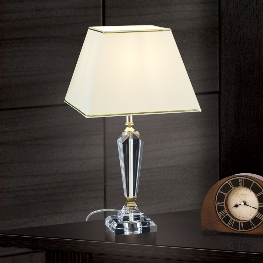 Kryształowa lampa stołowa VERONIQUE 1xE27/60W/230V kremowy/przezroczysty