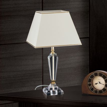 Kryształowa lampa stołowa VERONIQUE 1xE27/60W/230V kremowy/przezroczysty
