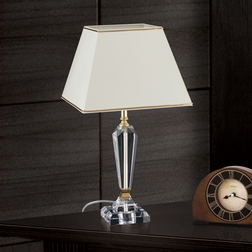 Kryształowa lampa stołowa VERONIQUE 1xE27/60W/230V kremowy/przezroczysty
