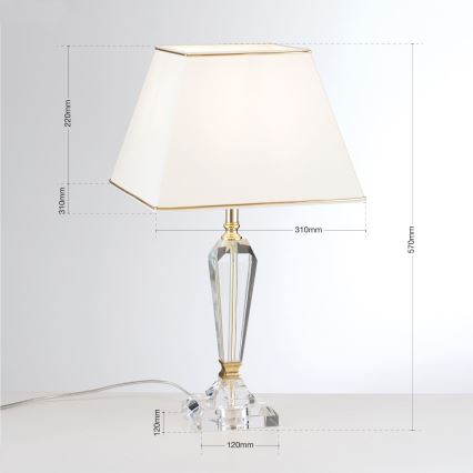 Kryształowa lampa stołowa VERONIQUE 1xE27/60W/230V kremowy/przezroczysty