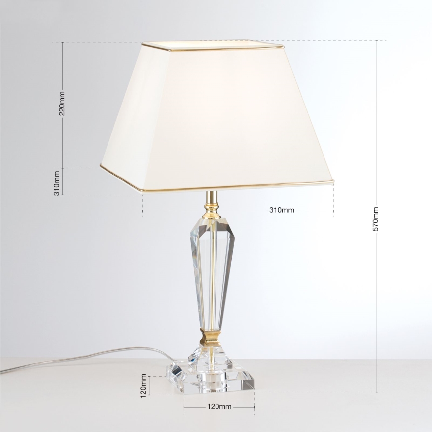 Kryształowa lampa stołowa VERONIQUE 1xE27/60W/230V kremowy/przezroczysty