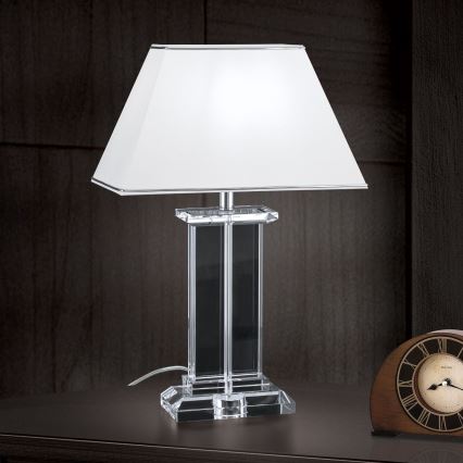 Kryształowa lampa stołowa VERONIQUE 1xE27/60W/230V biały/przezroczysty