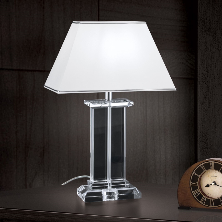 Kryształowa lampa stołowa VERONIQUE 1xE27/60W/230V biały/przezroczysty