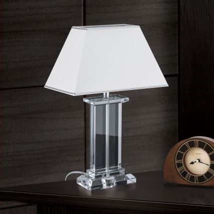 Kryształowa lampa stołowa VERONIQUE 1xE27/60W/230V biały/przezroczysty